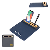 PU Mousepad w/ Bamboo Phone & Pen Holder